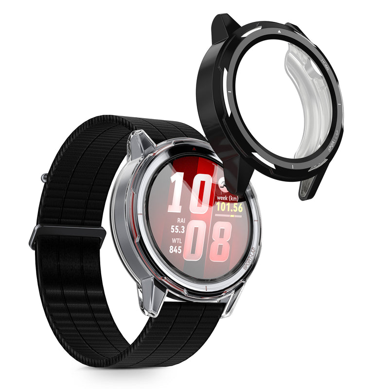 kwmobile 2x Silikon Hülle für Huawei Watch GT Runner 2 Schutzhülle - Fullbody Display Cover Set aus Silikon - Schwarz Transparent Schwarz  [dsg02]