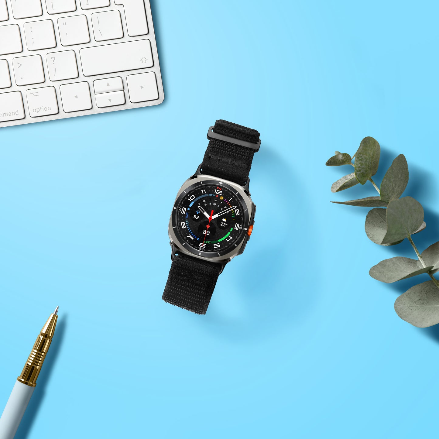 kwmobile Armband kompatibel mit Samsung Galaxy Watch Ultra 47mm - Nylon Fitnesstracker Sportarmband Band in Schwarz - Innenmaße von Schwarz