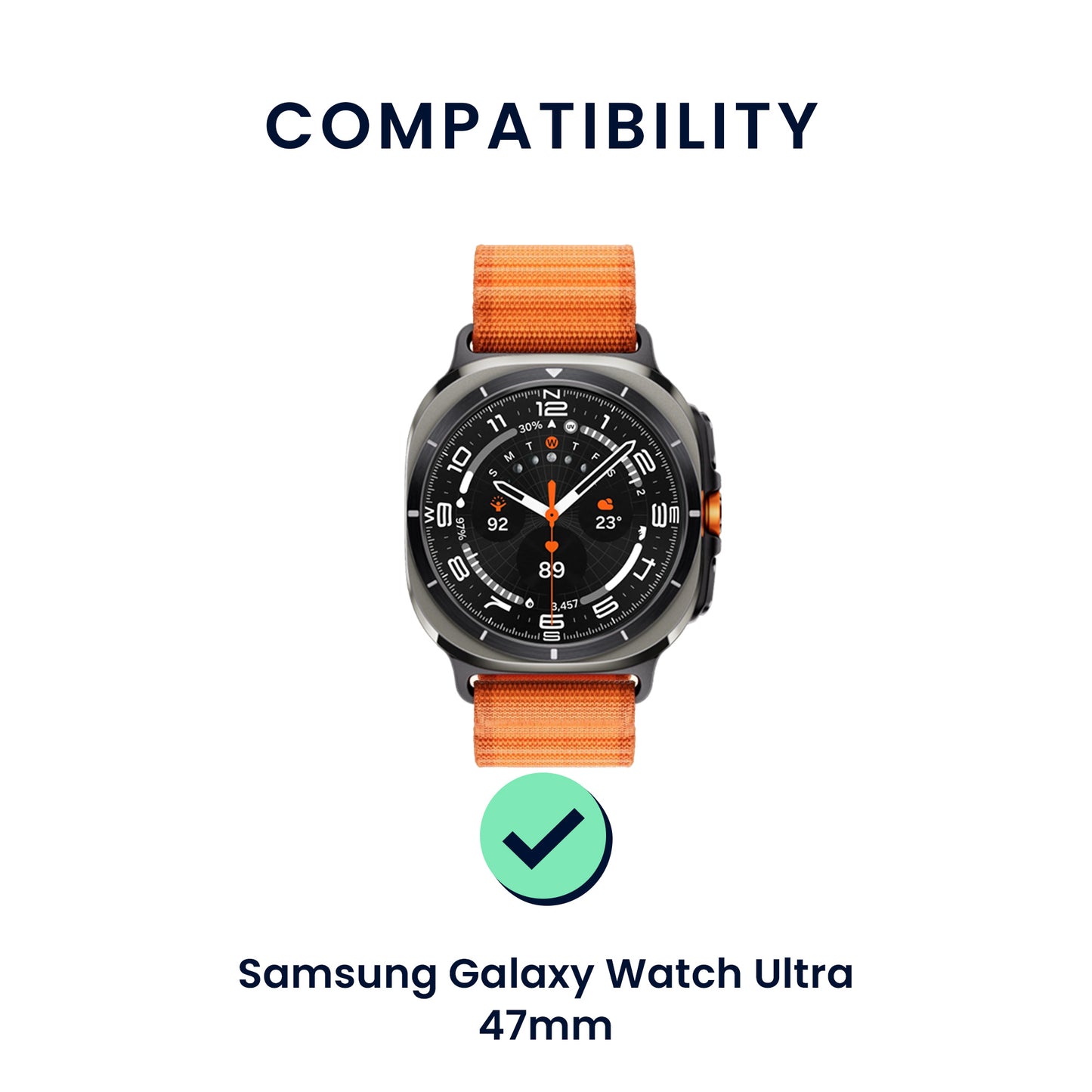 kwmobile Armband kompatibel mit Samsung Galaxy Watch Ultra 47mm - Nylon Fitnesstracker Sportarmband Band in Schwarz - Innenmaße von Schwarz