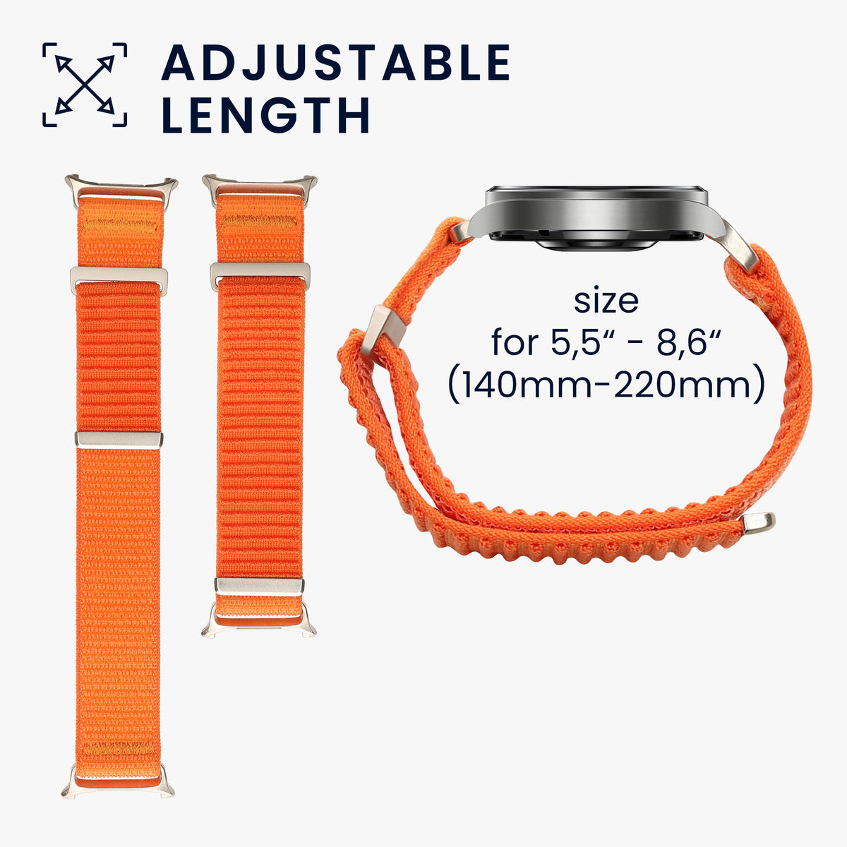kwmobile Armband kompatibel mit Samsung Galaxy Watch Ultra 47mm - Nylon Fitnesstracker Sportarmband Band in Orange - Innenmaße von Orange