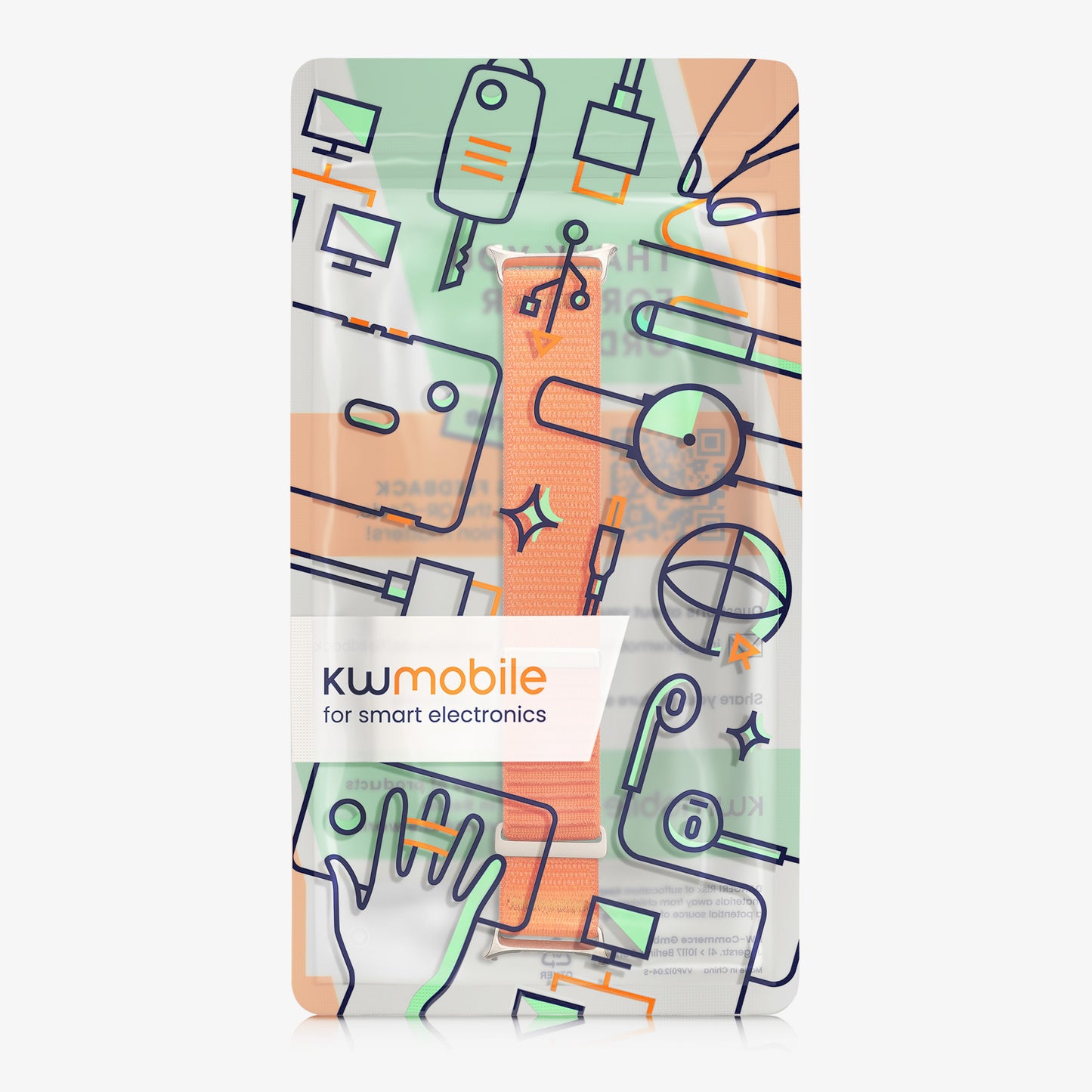 kwmobile Armband kompatibel mit Samsung Galaxy Watch Ultra 47mm - Nylon Fitnesstracker Sportarmband Band in Orange - Innenmaße von Orange