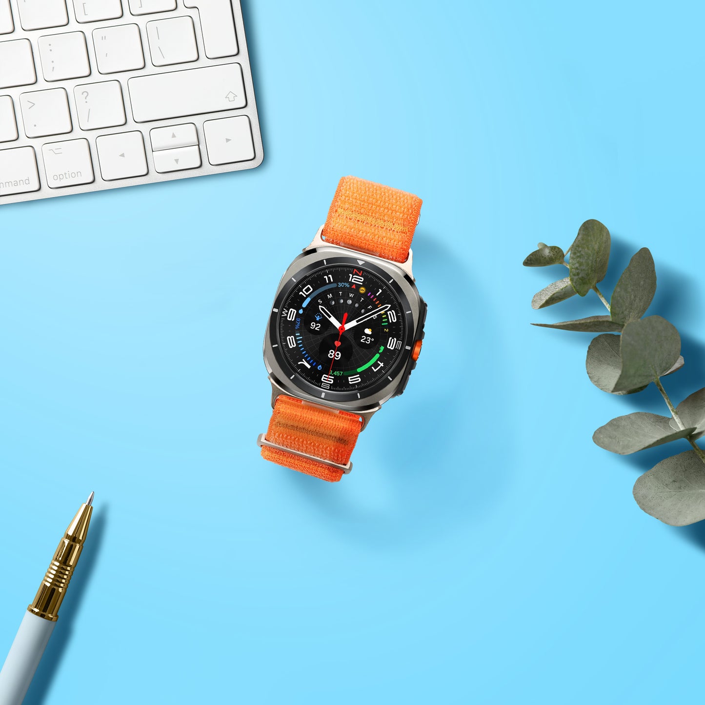 kwmobile Armband kompatibel mit Samsung Galaxy Watch Ultra 47mm - Nylon Fitnesstracker Sportarmband Band in Orange - Innenmaße von Orange