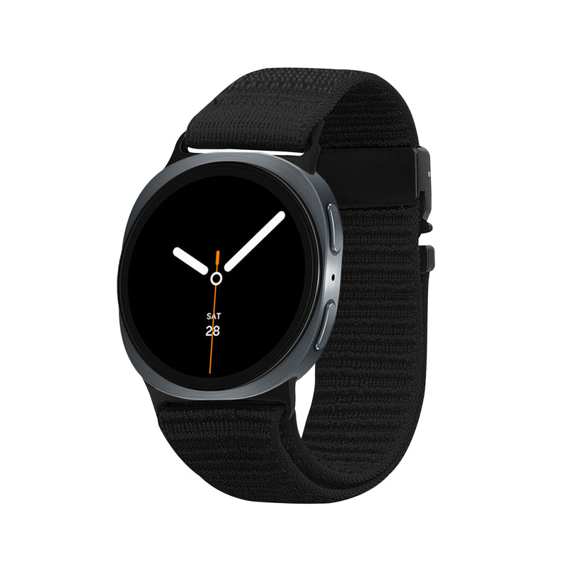 kwmobile Armband kompatibel mit Samsung Galaxy Watch 8 Galaxy / Galaxy Watch 8 Classic 46mm - Nylon Fitnesstracker Sportarmband Band in Schwarz - Innenmaße von Schwarz