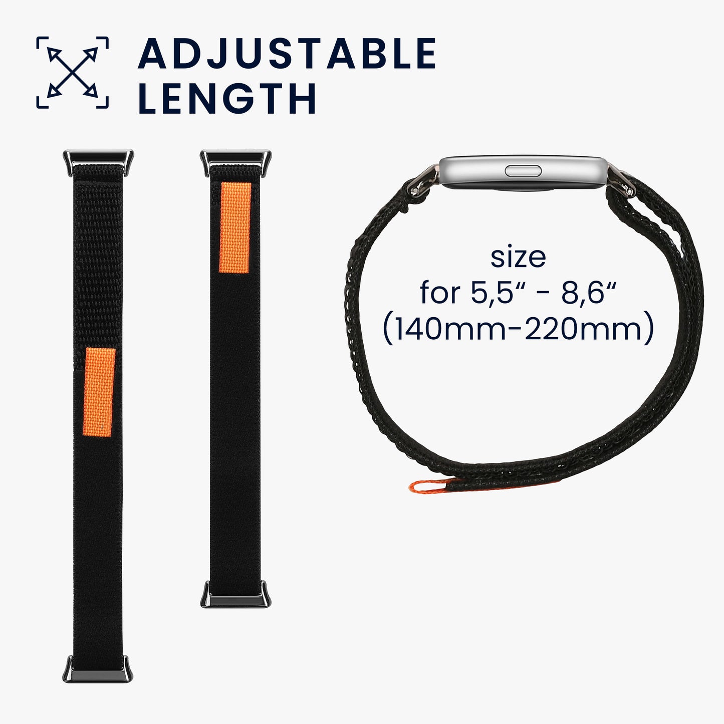 kwmobile Armband kompatibel mit Huawei Band 11 / Band 11 Pro - Nylon Fitnesstracker Sportarmband Band in Schwarz - Innenmaße von Schwarz