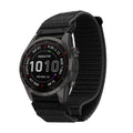 kwmobile Armband kompatibel mit Garmin Instinct 2S / Fenix 8S / Fenix 7S / Fenix 6S - Nylon Fitnesstracker Sportarmband Band in Schwarz - Innenmaße von Schwarz