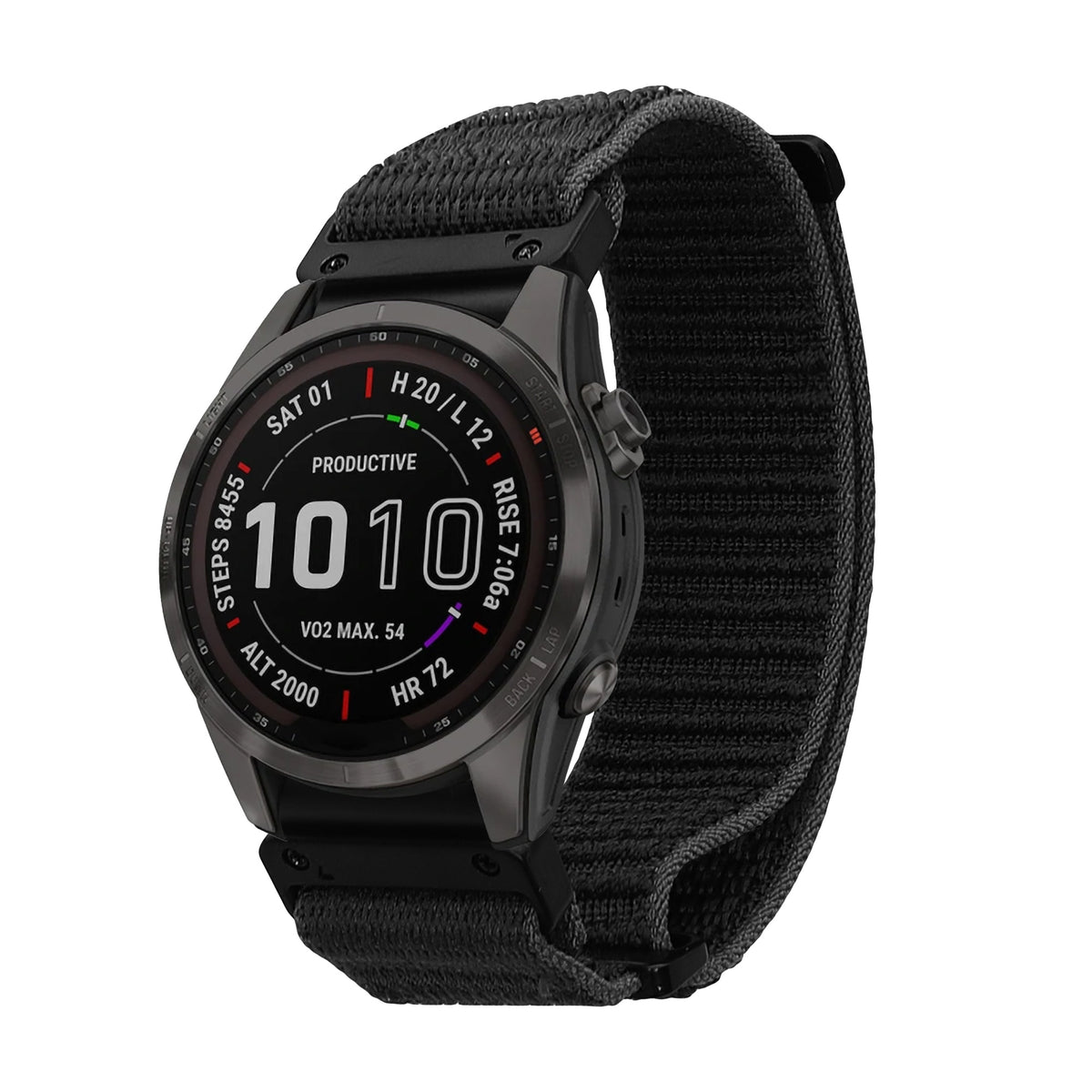 kwmobile Armband kompatibel mit Garmin Instinct 2S / Fenix 8S / Fenix 7S / Fenix 6S - Nylon Fitnesstracker Sportarmband Band in Schwarz - Innenmaße von Schwarz