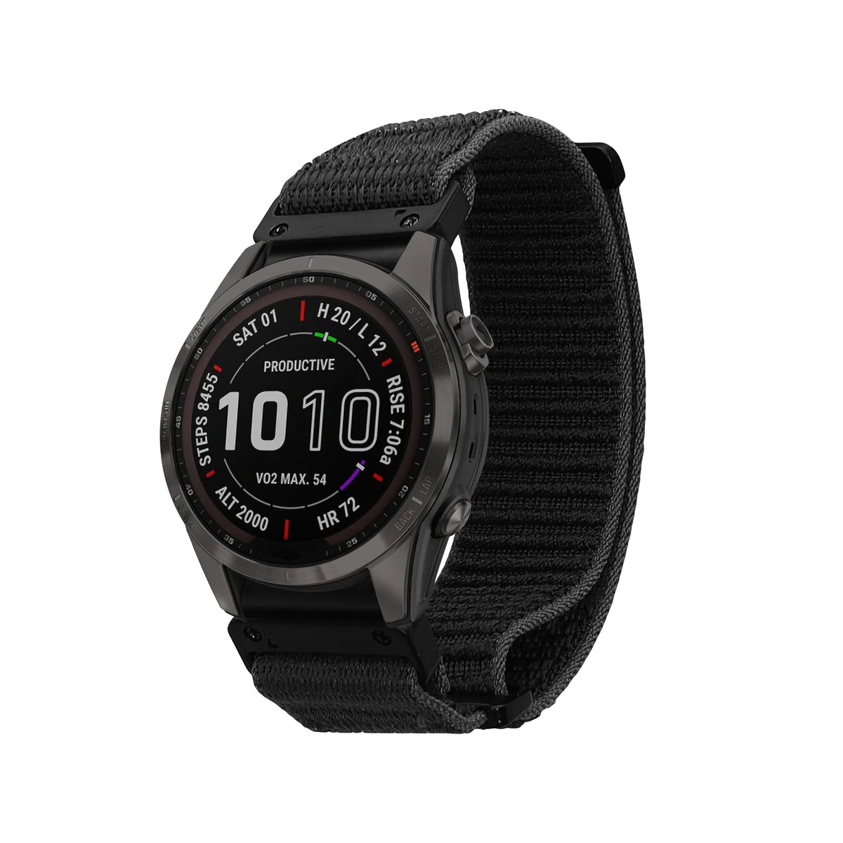 kwmobile Armband kompatibel mit Garmin Instinct 2S / Fenix 8S / Fenix 7S / Fenix 6S - Nylon Fitnesstracker Sportarmband Band in Schwarz - Innenmaße von Schwarz