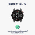 kwmobile Armband kompatibel mit Garmin Instinct 2S / Fenix 8S / Fenix 7S / Fenix 6S - Nylon Fitnesstracker Sportarmband Band in Schwarz - Innenmaße von Schwarz