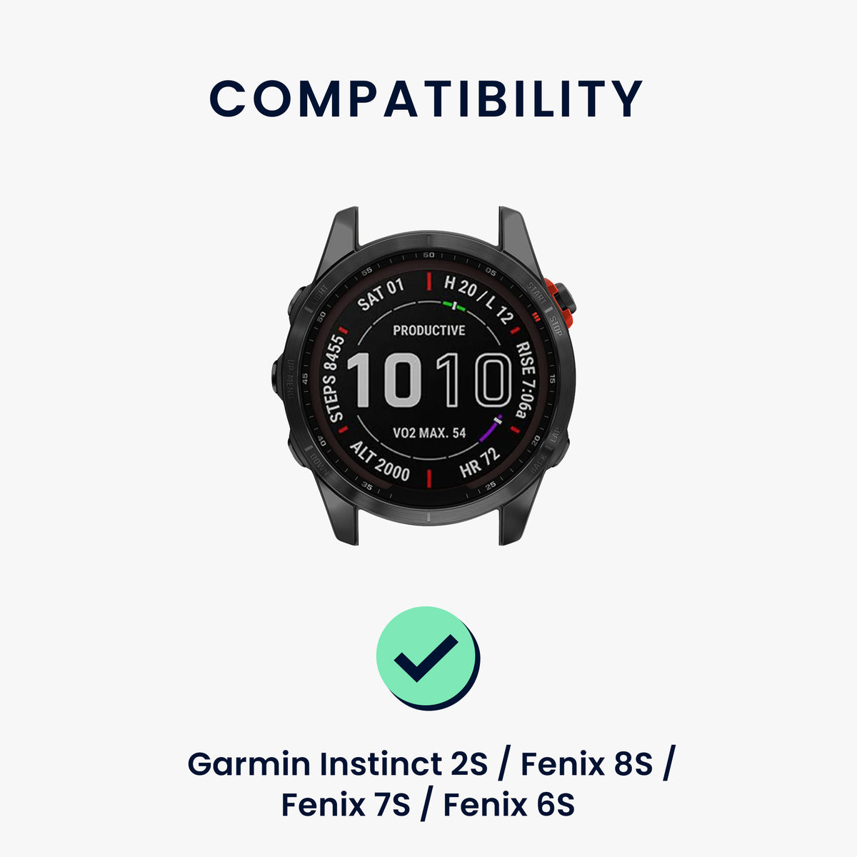 kwmobile Armband kompatibel mit Garmin Instinct 2S / Fenix 8S / Fenix 7S / Fenix 6S - Nylon Fitnesstracker Sportarmband Band in Schwarz - Innenmaße von Schwarz