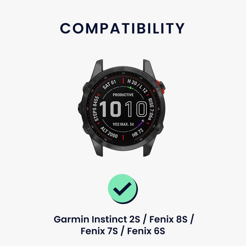 kwmobile Armband kompatibel mit Garmin Instinct 2S / Fenix 8S / Fenix 7S / Fenix 6S - Nylon Fitnesstracker Sportarmband Band in Schwarz - Innenmaße von Schwarz