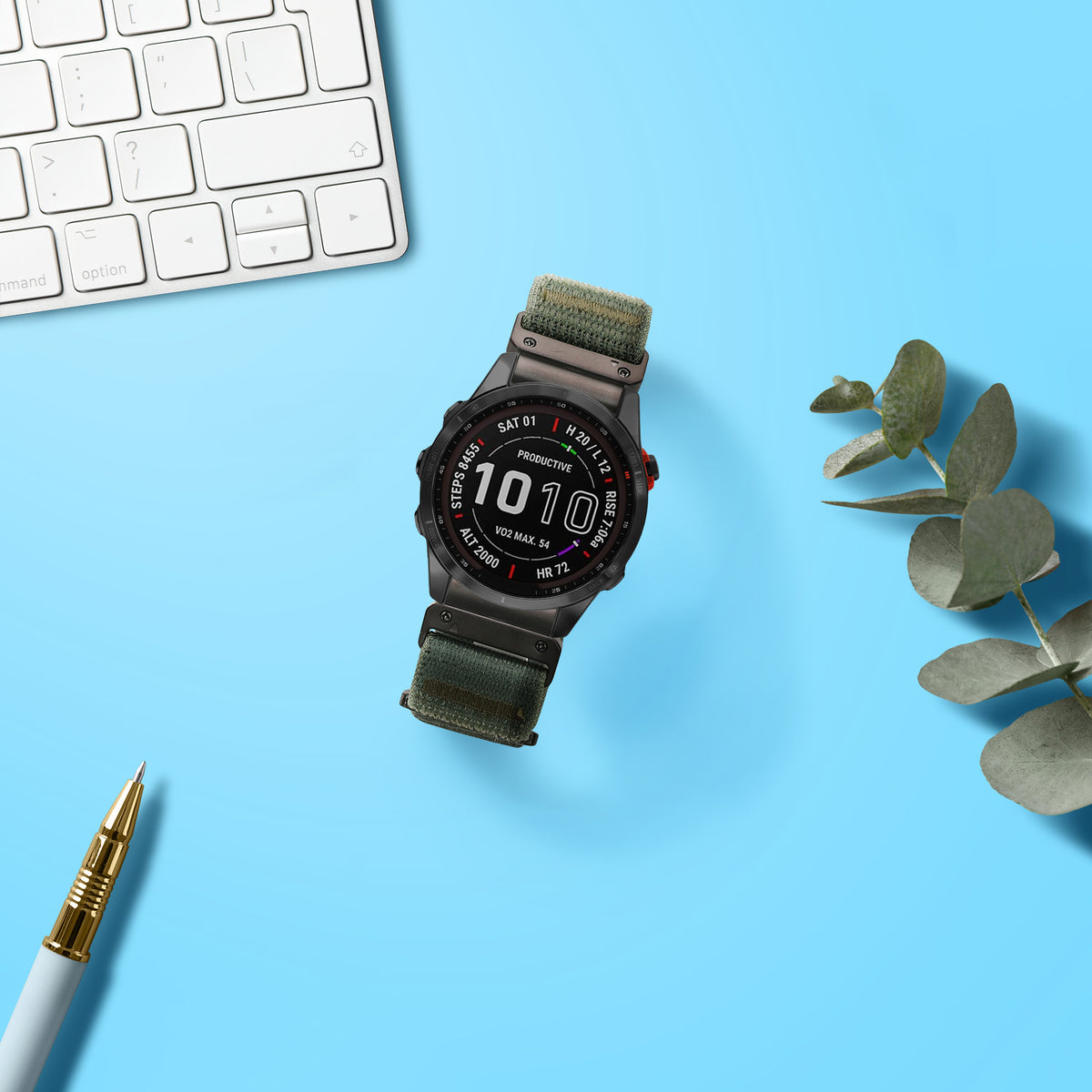 kwmobile Armband kompatibel mit Garmin Instinct 2S / Fenix 8S / Fenix 7S / Fenix 6S - Nylon Fitnesstracker Sportarmband Band in Dunkelgrün - Innenmaße von Dunkelgrün