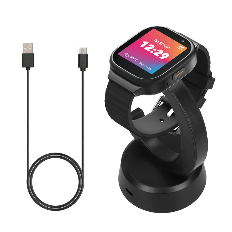 kwmobile USB Ladegerät kompatibel mit Xplora X6 Play / X6 Pro - USB Kabel Charger Stand - Smart Watch Ladestation - Ladekabel mit Standfunktion