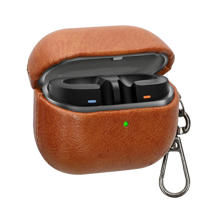kwmobile Kunstleder Hülle für Samsung Galaxy Buds 3 / Galaxy Buds 3 Pro Case - Slim Cover mit Karabiner - Kopfhörer Tasche - Etui in Braun Braun