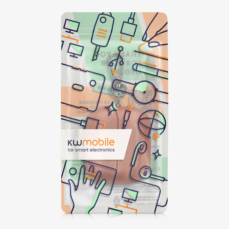 kwmobile Kunstleder Hülle für Samsung Galaxy Buds 3 / Galaxy Buds 3 Pro Case - Slim Cover mit Karabiner - Kopfhörer Tasche - Etui in Braun Braun