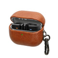 kwmobile Kunstleder Hülle für Samsung Galaxy Buds 3 / Galaxy Buds 3 Pro Case - Slim Cover mit Karabiner - Kopfhörer Tasche - Etui in Braun Braun