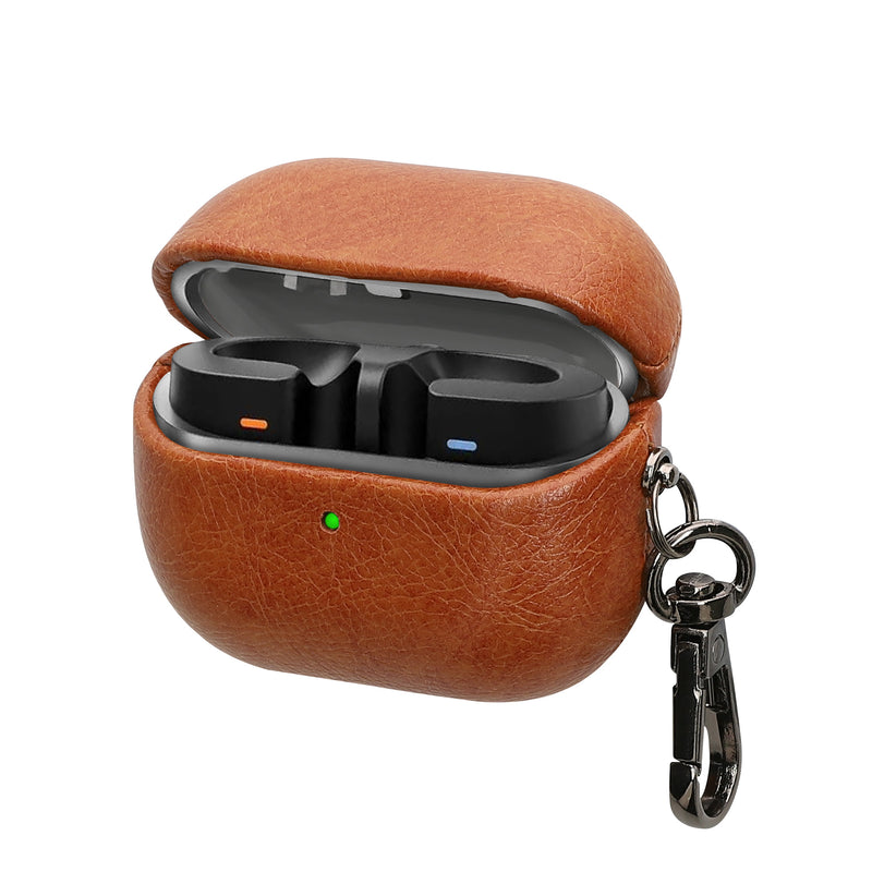 kwmobile Kunstleder Hülle für Samsung Galaxy Buds 3 / Galaxy Buds 3 Pro Case - Slim Cover mit Karabiner - Kopfhörer Tasche - Etui in Braun Braun