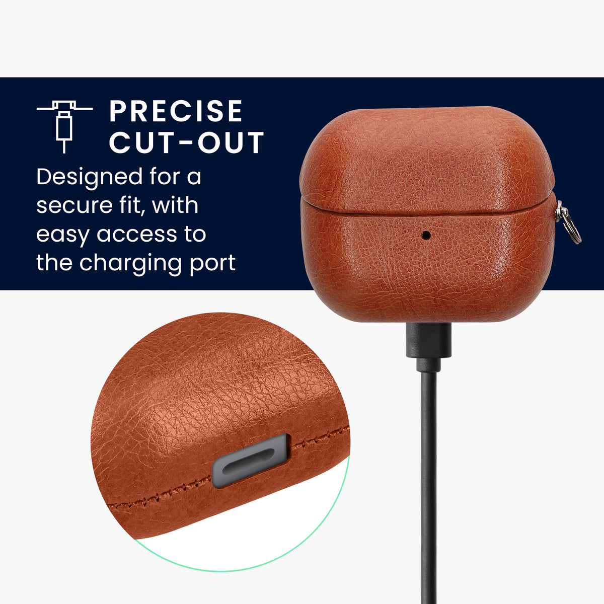 kwmobile Kunstleder Hülle für Samsung Galaxy Buds 3 / Galaxy Buds 3 Pro Case - Slim Cover mit Karabiner - Kopfhörer Tasche - Etui in Braun Braun