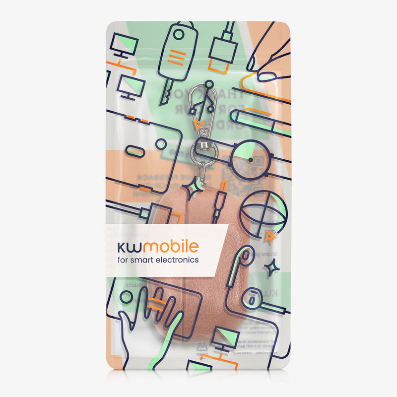 kwmobile Kunstleder Hülle für Sony WF-1000XM5 Case - Slim Cover mit Karabiner - Kopfhörer Tasche - Etui in Braun Braun