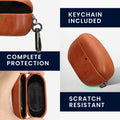 kwmobile Kunstleder Hülle für Sony WF-1000XM5 Case - Slim Cover mit Karabiner - Kopfhörer Tasche - Etui in Braun Braun