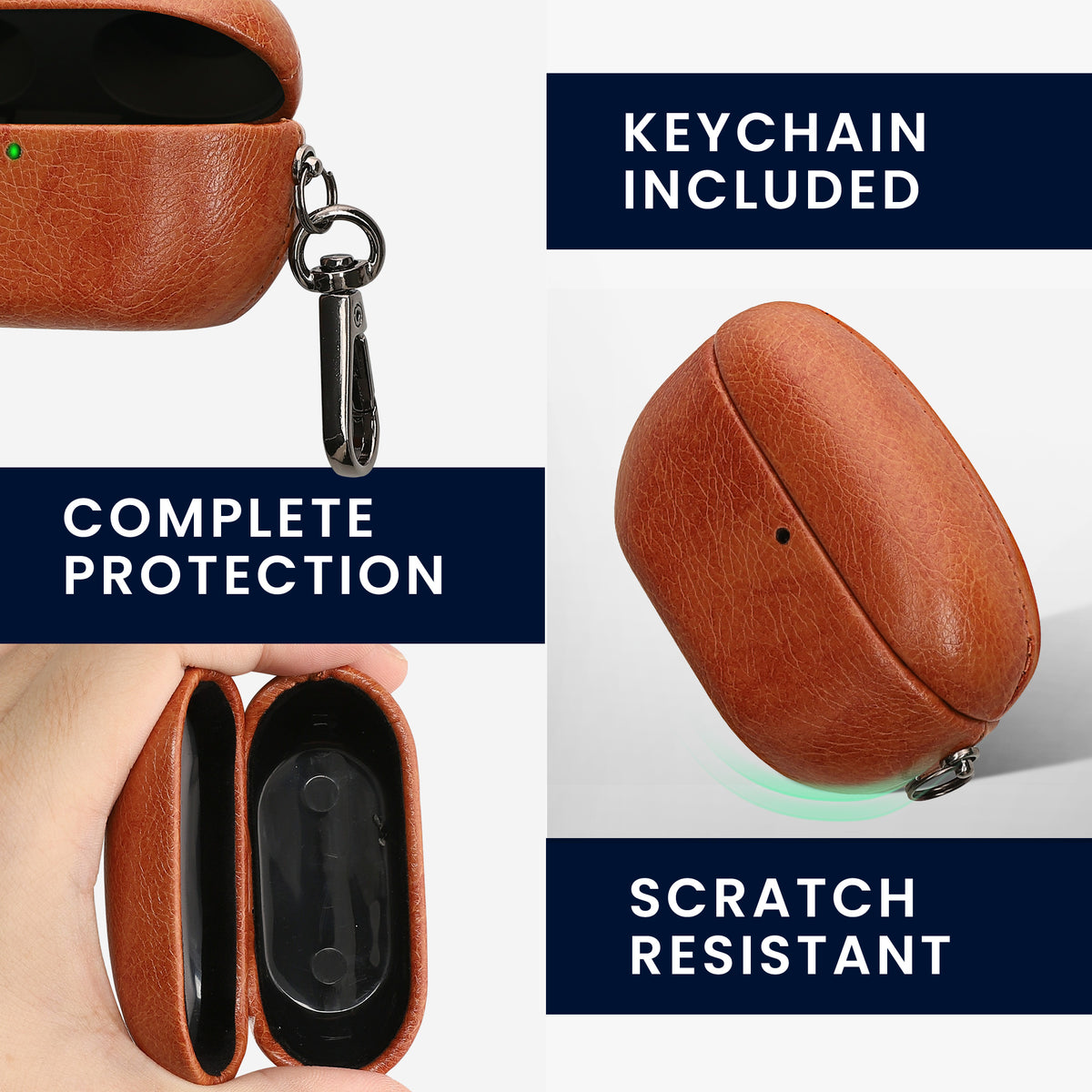 kwmobile Kunstleder Hülle für Sony WF-1000XM5 Case - Slim Cover mit Karabiner - Kopfhörer Tasche - Etui in Braun Braun