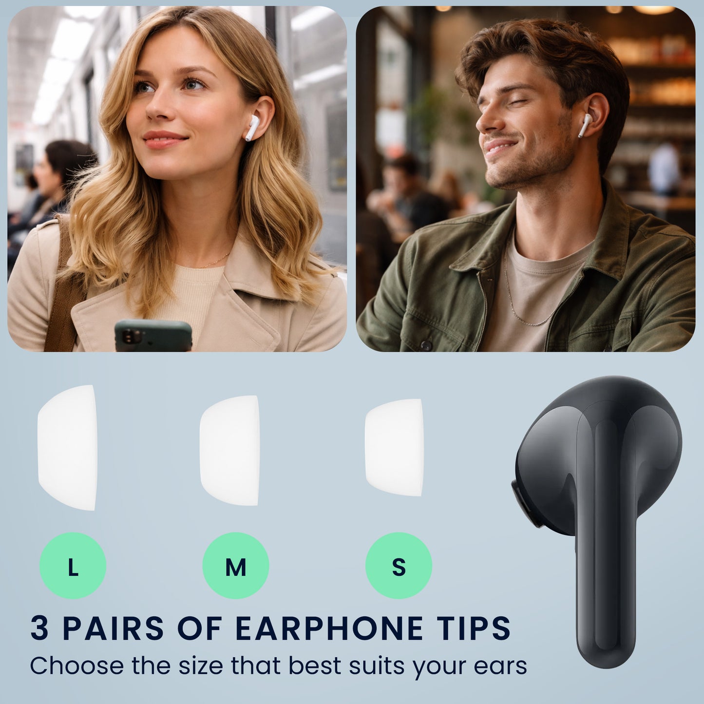 kwmobile 6x Silikonaufsätze für Xiaomi Redmi Buds 8 Lite - Ersatz Ohrstöpsel in 3 Größen - Ear Tips für In-Ear Kopfhörer - Zubehör Ersatzpolster in Weiß Weiß