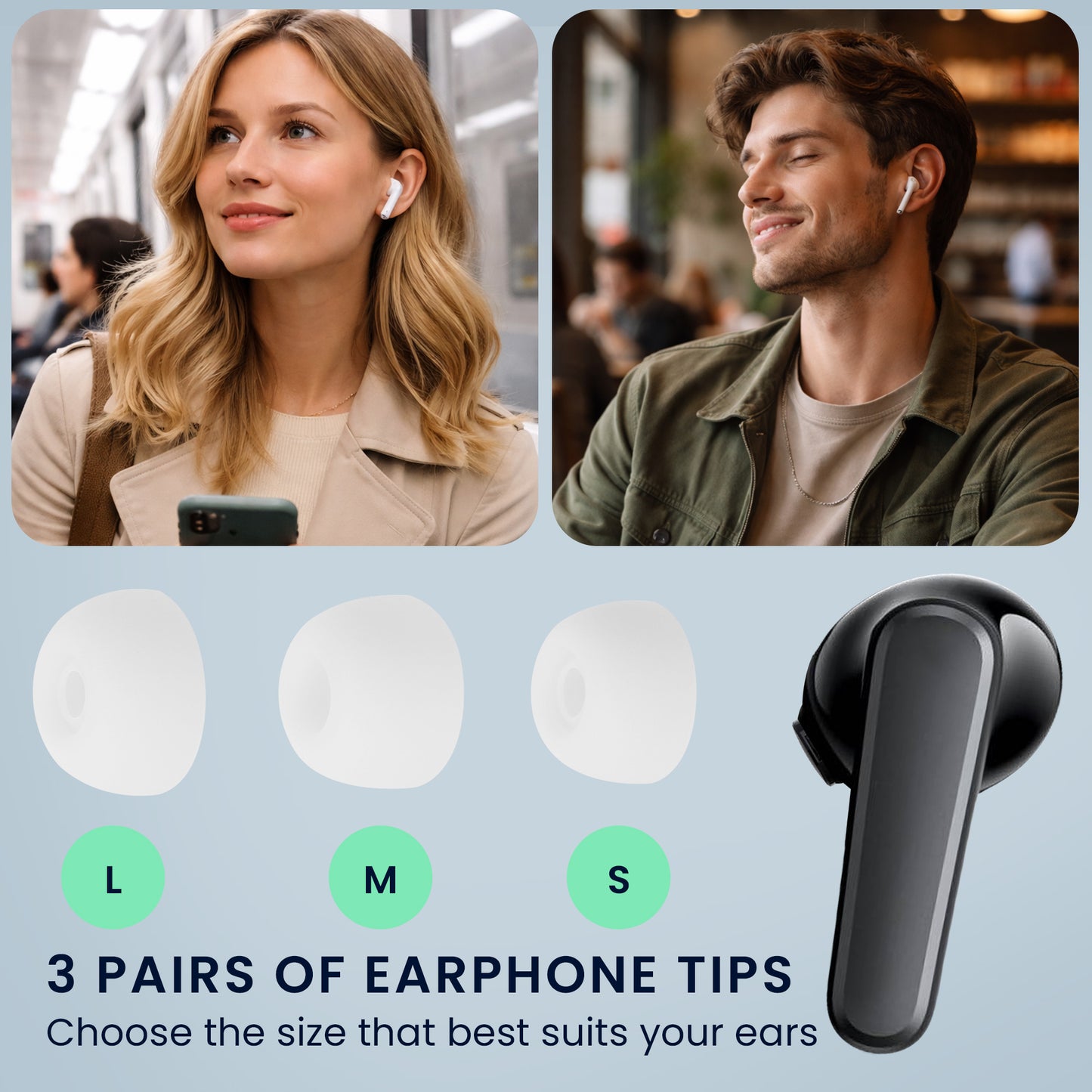 kwmobile 6x Silikonaufsätze für Anker Soundcore P20i - Ersatz Ohrstöpsel in 3 Größen - Ear Tips für In-Ear Kopfhörer - Zubehör Ersatzpolster in Weiß Weiß