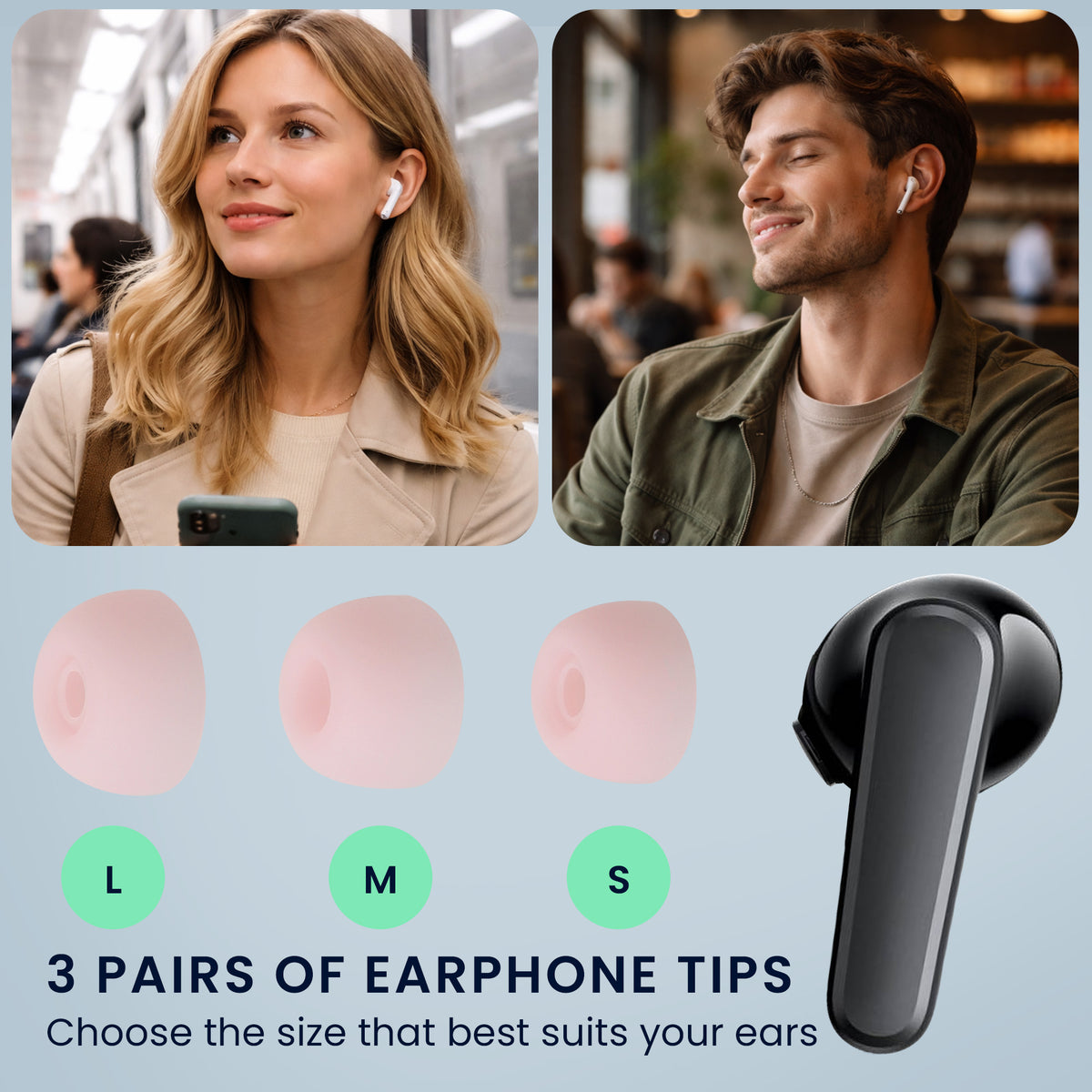 kwmobile 6x Silikonaufsätze für Anker Soundcore P20i - Ersatz Ohrstöpsel in 3 Größen - Ear Tips für In-Ear Kopfhörer - Zubehör Ersatzpolster in Altrosa Altrosa