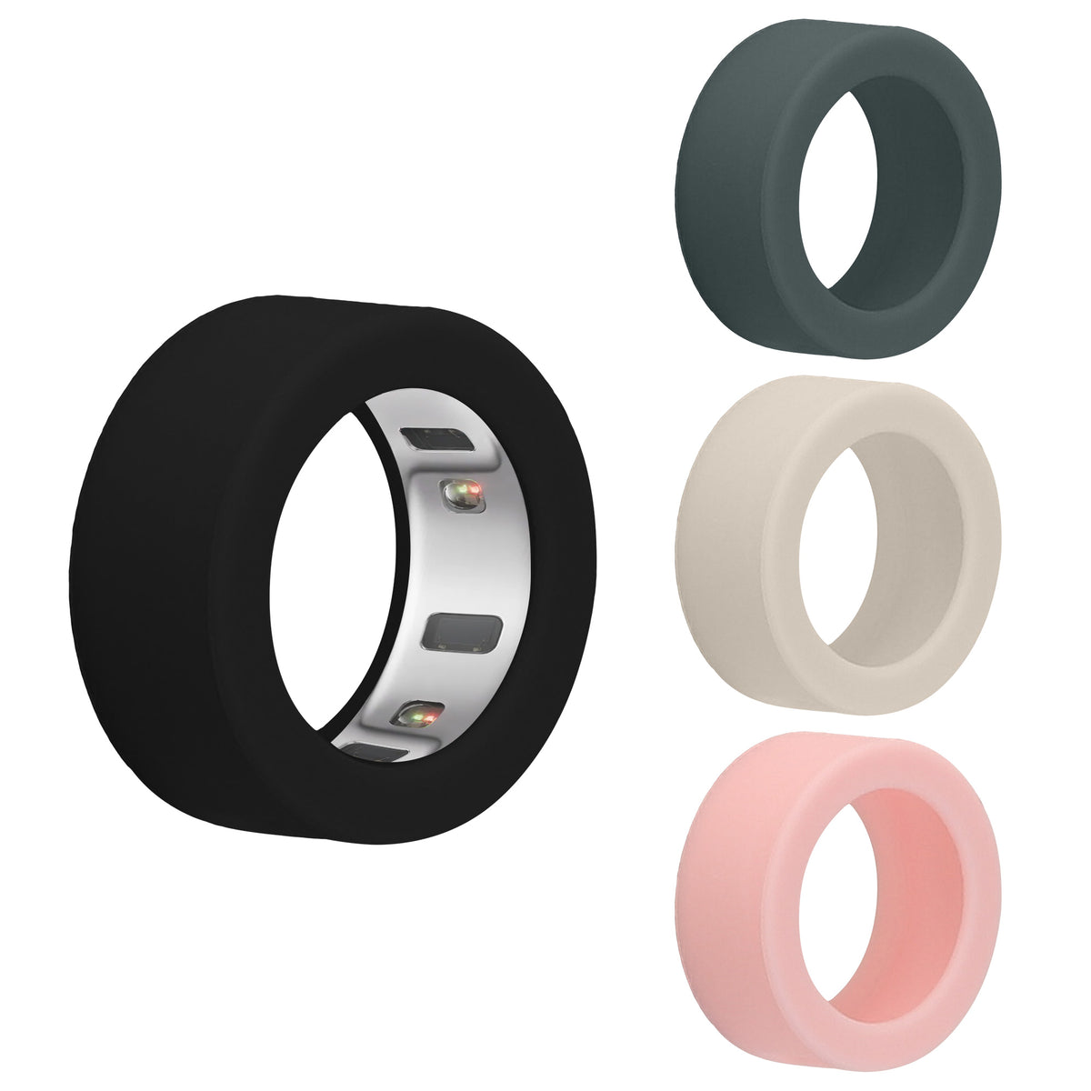 kwmobile 4x Smart Ring Protector kompatibel mit Oura Ring 4 S size 5 6 7 8 9 10 Hülle - Weiches Silikon Case - Schutzhülle in Mehrfarbig Mehrfarbig  [dsg01]
