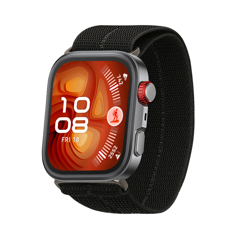 kwmobile Armband kompatibel mit Huawei Watch Fit 4 Pro / Watch Fit 4 / Fit 3 - Nylon Fitnesstracker Sportarmband Band in Schwarz - Innenmaße von Schwarz