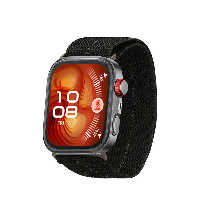 kwmobile Armband kompatibel mit Huawei Watch Fit 4 Pro / Watch Fit 4 / Fit 3 - Nylon Fitnesstracker Sportarmband Band in Schwarz - Innenmaße von Schwarz