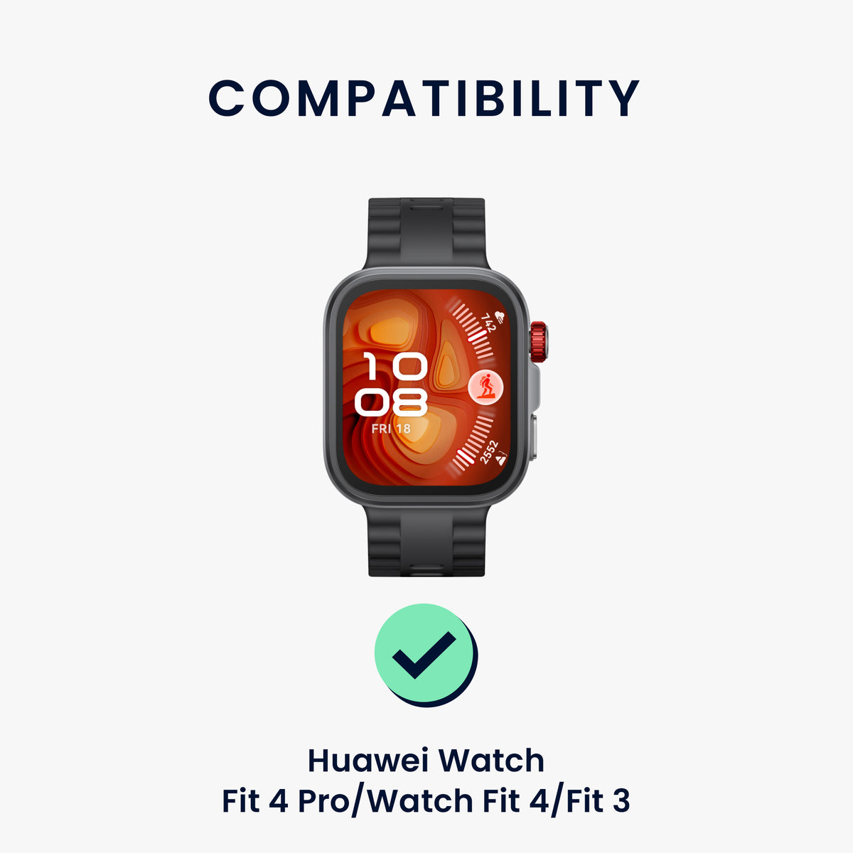kwmobile Armband kompatibel mit Huawei Watch Fit 4 Pro / Watch Fit 4 / Fit 3 - Nylon Fitnesstracker Sportarmband Band in Schwarz - Innenmaße von Schwarz