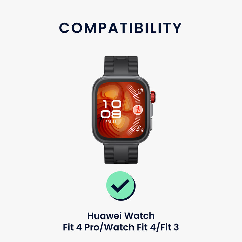 kwmobile Armband kompatibel mit Huawei Watch Fit 4 Pro / Watch Fit 4 / Fit 3 - Nylon Fitnesstracker Sportarmband Band in Schwarz - Innenmaße von Schwarz
