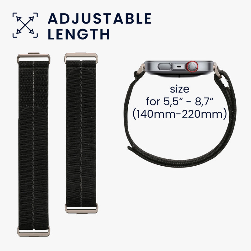 kwmobile Armband kompatibel mit Huawei Watch Fit 4 Pro / Watch Fit 4 / Fit 3 - Nylon Fitnesstracker Sportarmband Band in Schwarz - Innenmaße von Schwarz