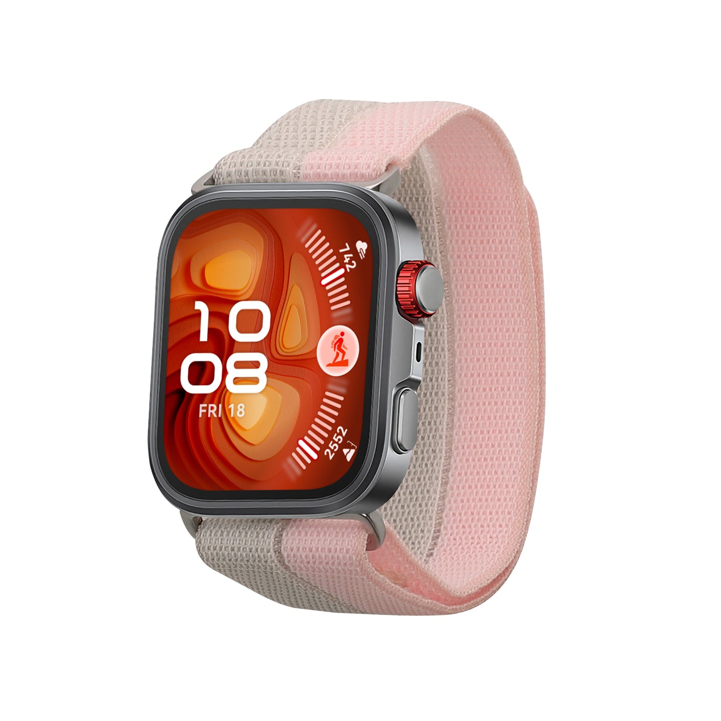kwmobile Armband kompatibel mit Huawei Watch Fit 4 Pro / Watch Fit 4 / Fit 3 - Nylon Fitnesstracker Sportarmband Band in Altrosa Silber - Innenmaße von Altrosa
