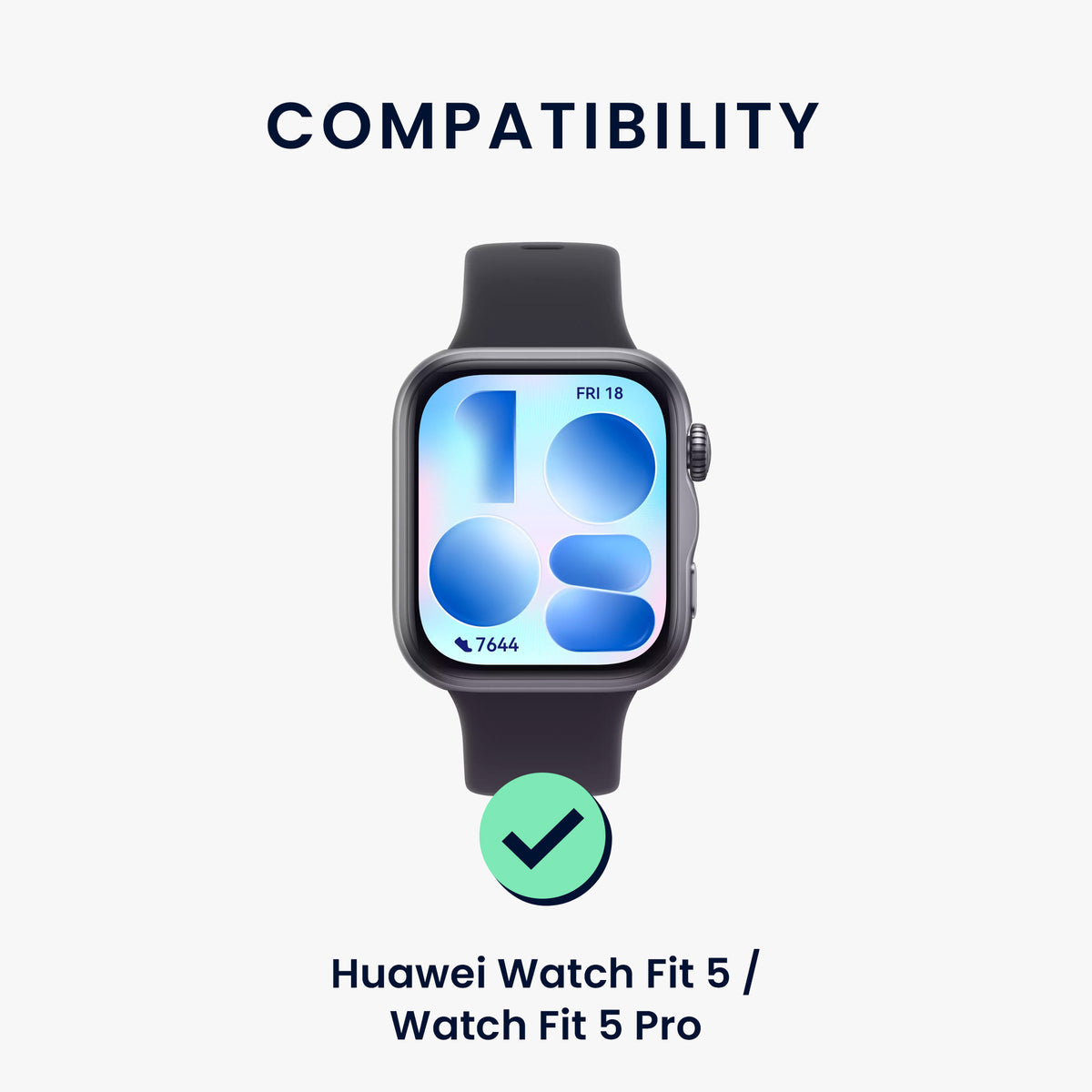 kwmobile Armband kompatibel mit Huawei Watch Fit 5 / Watch Fit 5 Pro - Nylon Fitnesstracker Sportarmband Band in Schwarz - Innenmaße von Schwarz