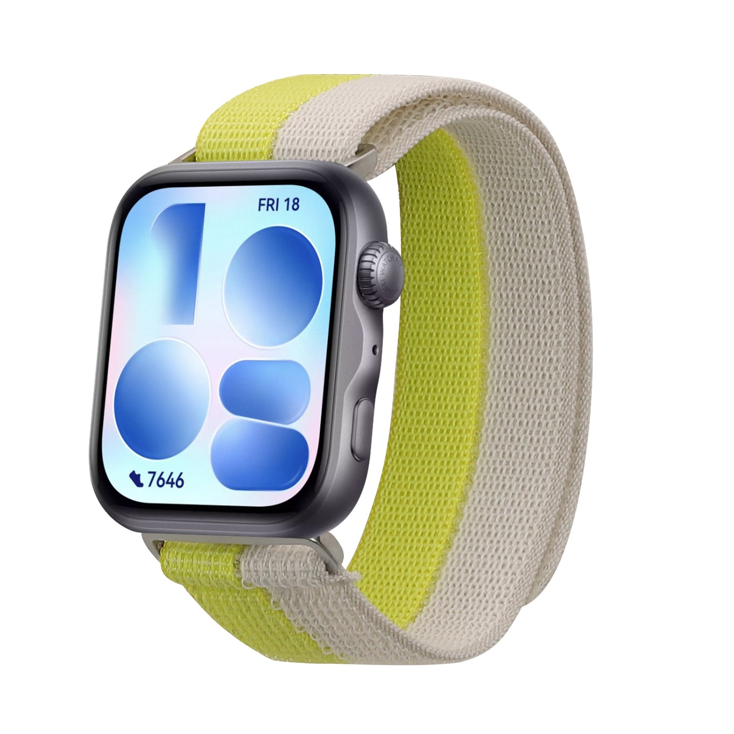 kwmobile Armband kompatibel mit Huawei Watch Fit 5 / Watch Fit 5 Pro - Nylon Fitnesstracker Sportarmband Band in Silber Gelb - Innenmaße von Silber