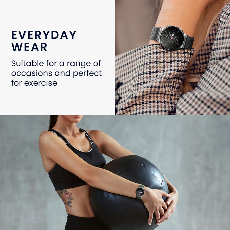 kwmobile Armband kompatibel mit COROS Heart Rate Monitor Armband - Nylon Fitnesstracker Sportarmband Band in Schwarz - Innenmaße von Schwarz