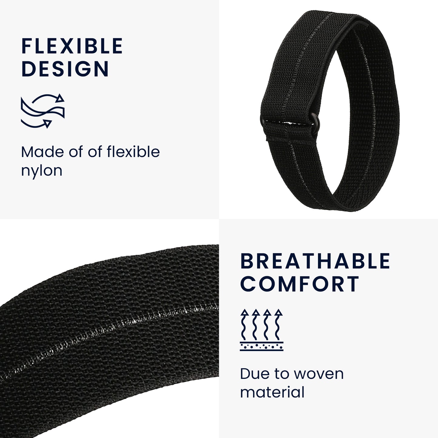 kwmobile Armband kompatibel mit COROS Heart Rate Monitor Armband - Nylon Fitnesstracker Sportarmband Band in Schwarz - Innenmaße von Schwarz