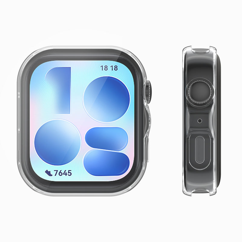 kwmobile 2x Silikon Hülle für Huawei Watch FIT 5 Schutzhülle - Fullbody Display Cover Set aus Silikon - Schwarz Transparent Schwarz  [dsg01]