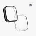 kwmobile 2x Silikon Hülle für Huawei Watch FIT 5 Schutzhülle - Fullbody Display Cover Set aus Silikon - Schwarz Transparent Schwarz  [dsg01]