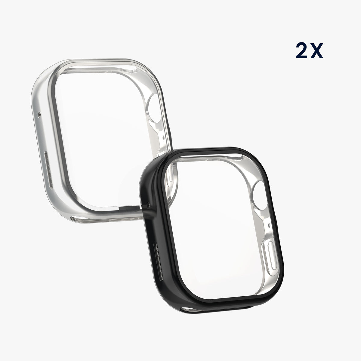 kwmobile 2x Silikon Hülle für Huawei Watch FIT 5 Schutzhülle - Fullbody Display Cover Set aus Silikon - Silber Schwarz Silber  [dsg02]