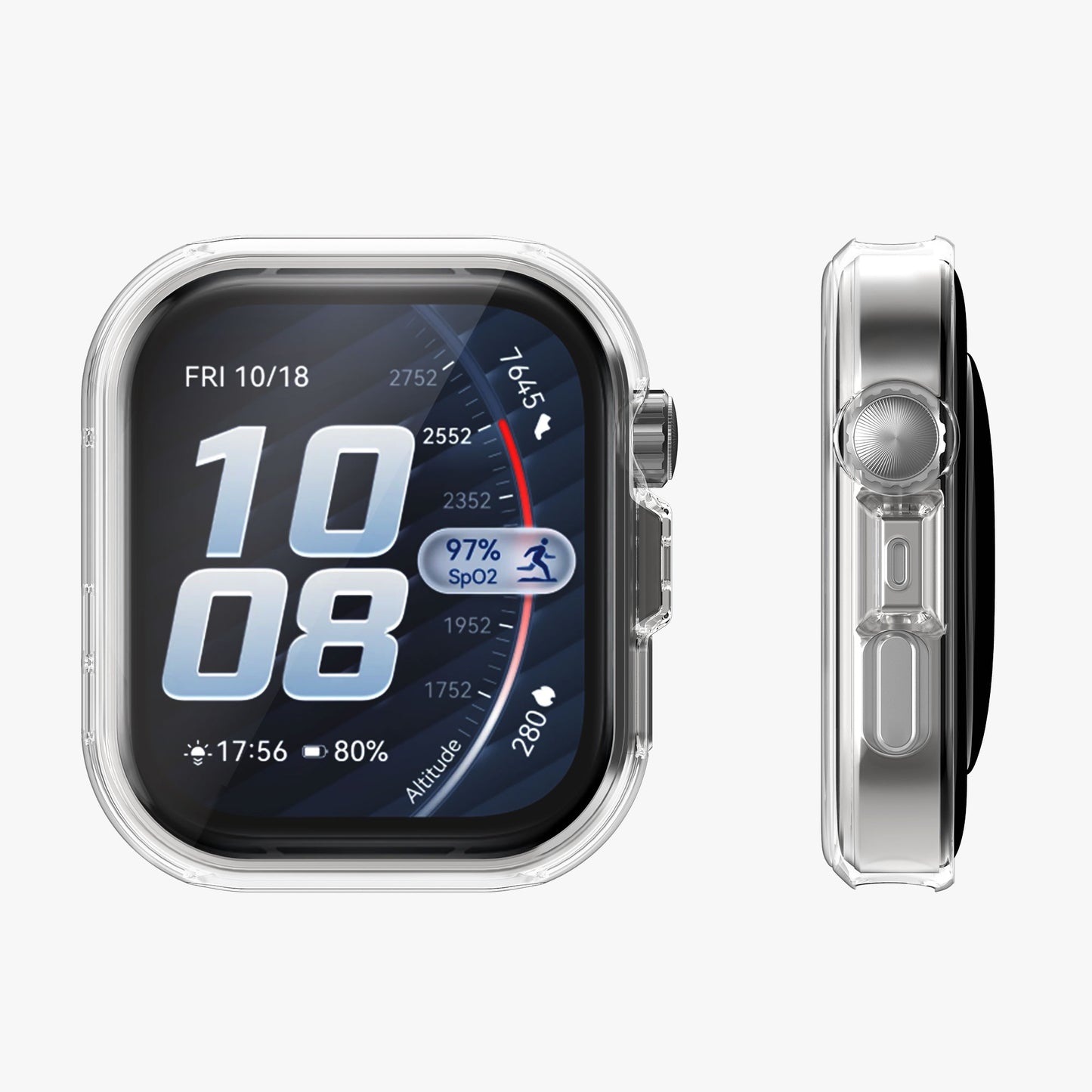 kwmobile 2x Silikon Hülle für Huawei Watch FIT 5 Pro Schutzhülle - Fullbody Display Cover Set aus Silikon - Schwarz Transparent Schwarz  [dsg01]