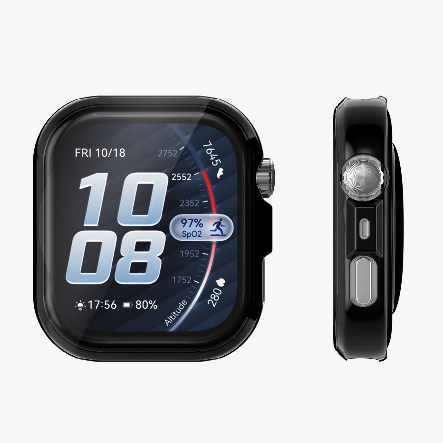 kwmobile 2x Silikon Hülle für Huawei Watch FIT 5 Pro Schutzhülle - Fullbody Display Cover Set aus Silikon - Silber Schwarz Silber  [dsg02]