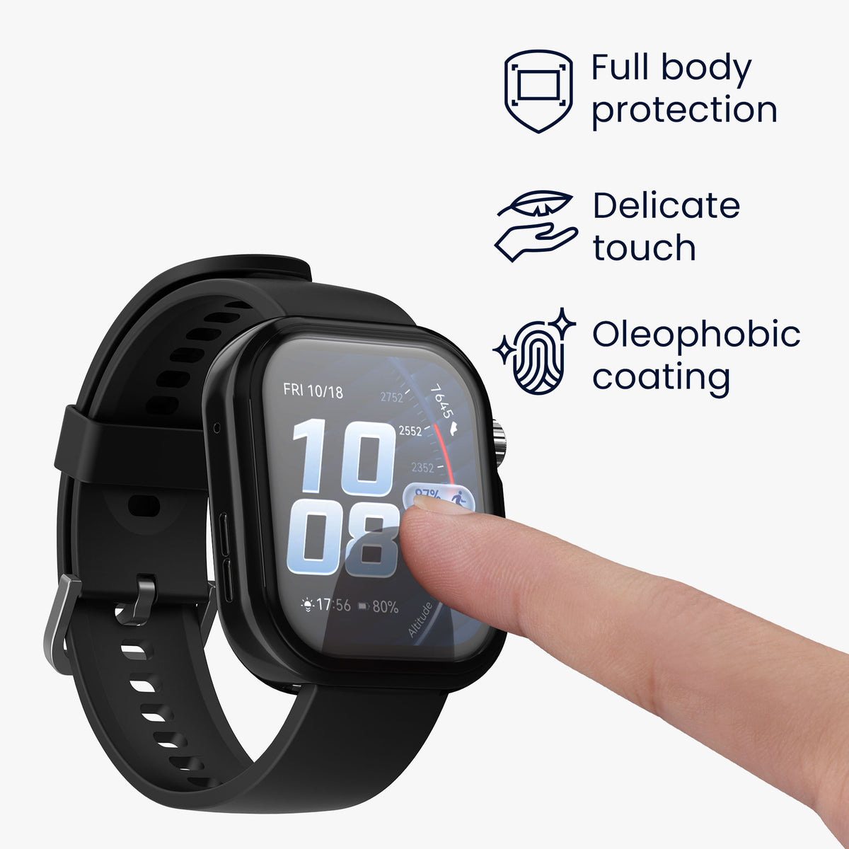 kwmobile 2x Silikon Hülle für Huawei Watch FIT 5 Pro Schutzhülle - Fullbody Display Cover Set aus Silikon - Silber Schwarz Silber  [dsg02]