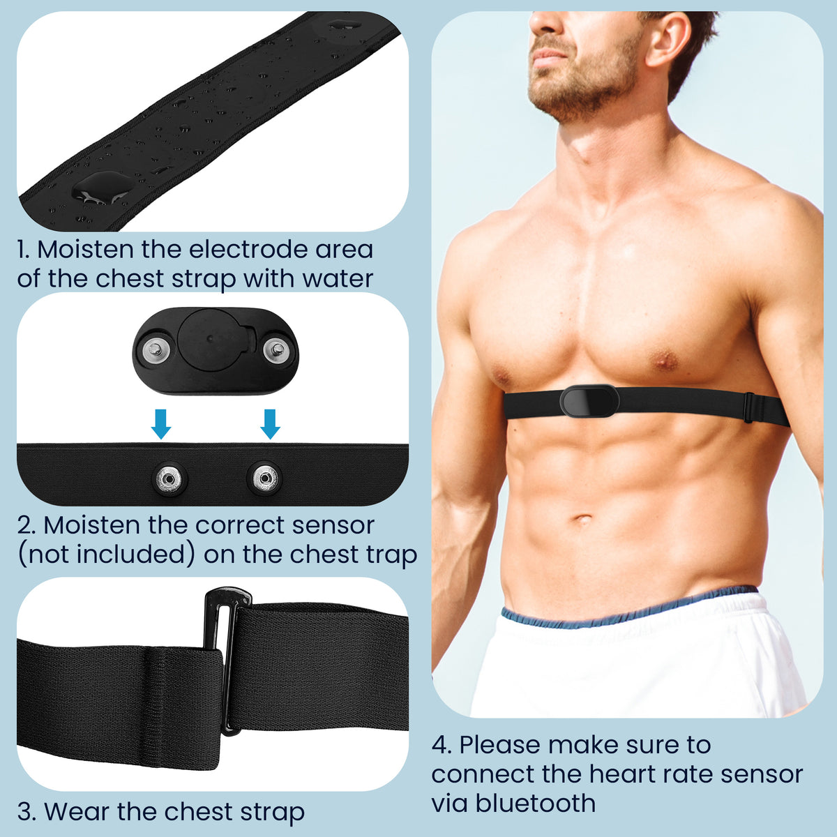 kwmobile Brust Pulsgurt für Garmin HRM / Polar H1 H10 H9 H7 / Wahoo Brustgurt Pulsmesser - Ersatz Herzfrequenzmesser Brustgurt - Pulsgurt für Brust aus Nylon - Schwarz Schwarz