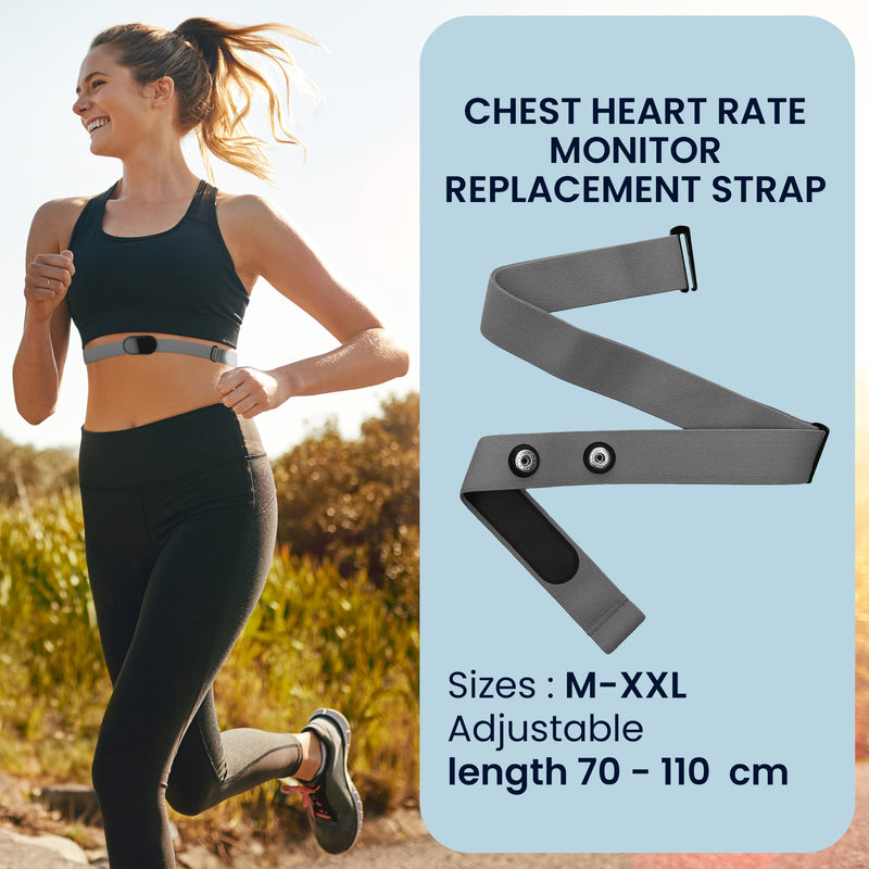 kwmobile Brust Pulsgurt für Garmin HRM / Polar H1 H10 H9 H7 / Wahoo Brustgurt Pulsmesser - Ersatz Herzfrequenzmesser Brustgurt - Pulsgurt für Brust aus Nylon - Grau Grau