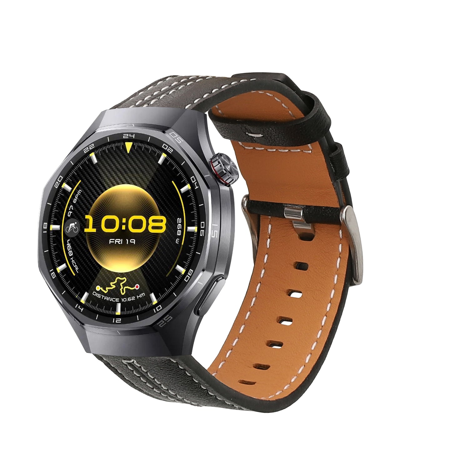 kwmobile Echtleder Uhrenarmband für Huawei Watch GT6 Pro 46mm Armband - Ersatzarmband für Fitnesstracker - Wechselarmband Smartwatch - Schwarz Schwarz
