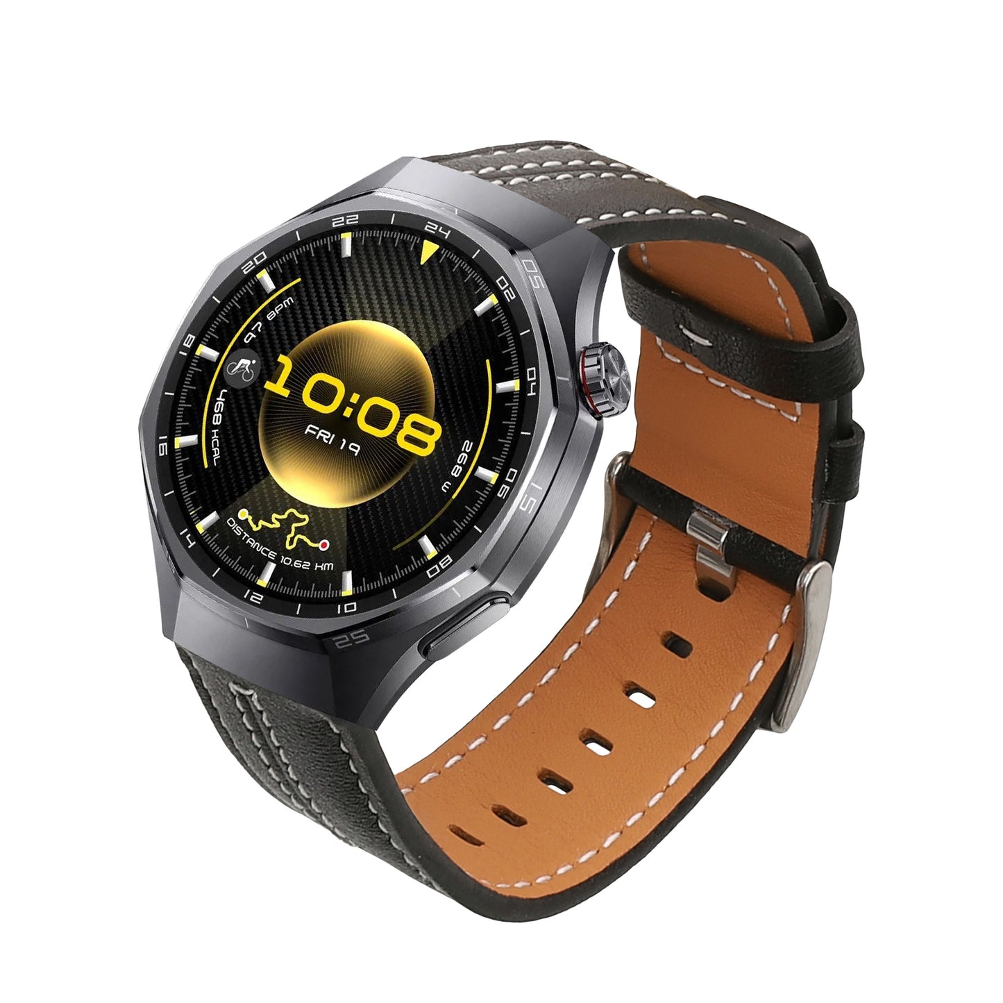 kwmobile Echtleder Uhrenarmband für Huawei Watch GT6 Pro 46mm Armband - Ersatzarmband für Fitnesstracker - Wechselarmband Smartwatch - Schwarz Schwarz