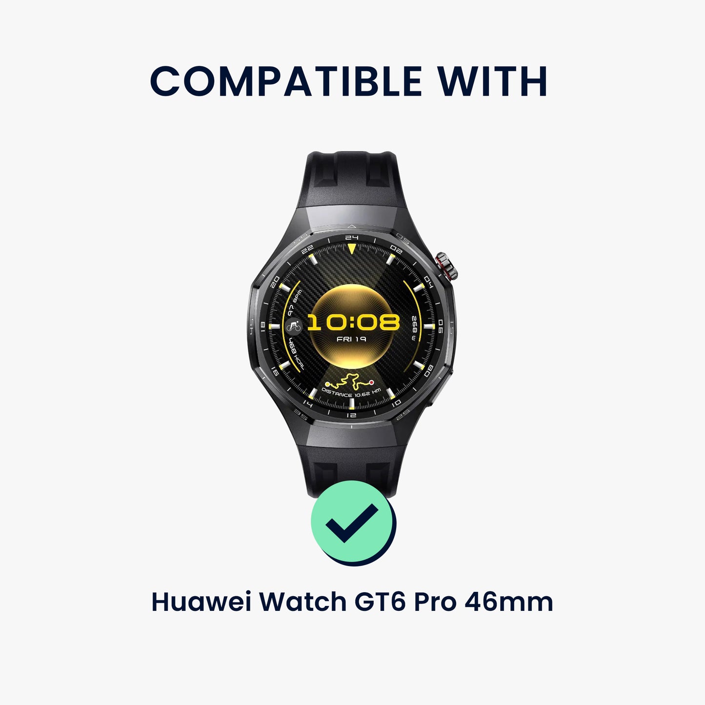 kwmobile Echtleder Uhrenarmband für Huawei Watch GT6 Pro 46mm Armband - Ersatzarmband für Fitnesstracker - Wechselarmband Smartwatch - Schwarz Schwarz