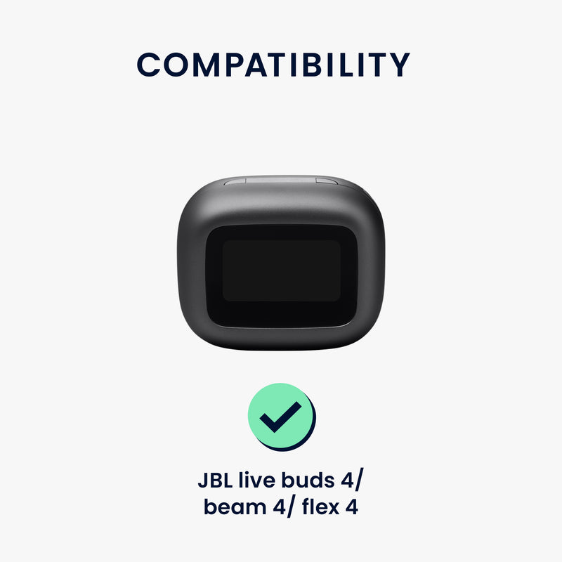 kwmobile Schutzhülle für JBL Live Buds 4 / Beam 4 / Flex 4 Hülle - TPU Silikon Case für Kopfhörer Ladecase - stoßfestes Cover mit Karabiner - Schwarz Schwarz